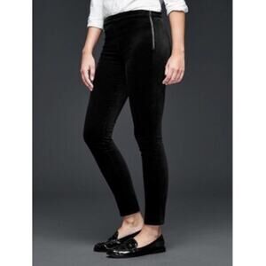 GAP Black Velvet Side Zip Leggings Regular Length Size 28R